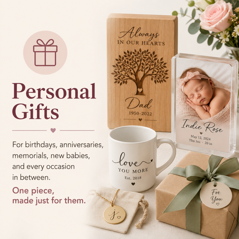 Personal Gifts A collection of personalized gift items and heartfelt messages for various occasions.